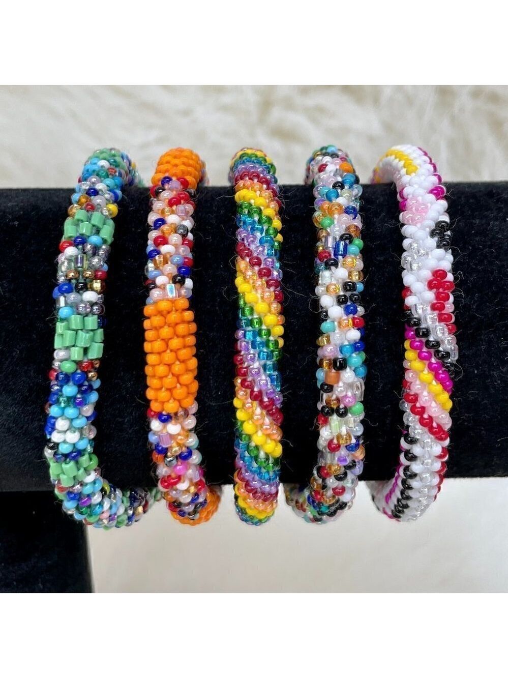 HAND CRAFTED in Nepal Beaded Bracelets (set of 5) #1011 - Picture 5 of 8